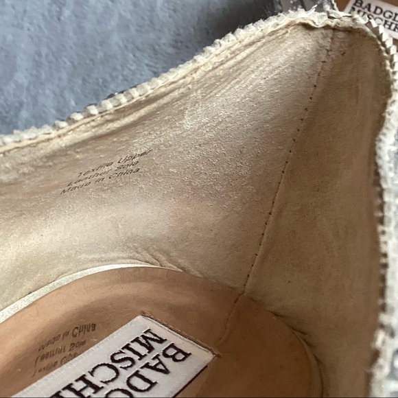 Badgley Mischka Gigi Pointed Flat Evening Shoe Mesh Crystal Bridal Wedding Ivory - Picture 14 of 15